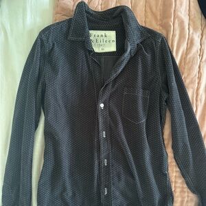 Frank & Eileen Black Courdoroy Shirt with White Dots